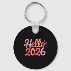Hello 2026 New Year Celebration Fun Colorful Boys  Keychain
