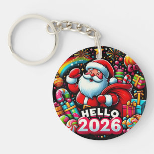 Hello 2026 Santa Claus Christmas Custom New Year  Keychain