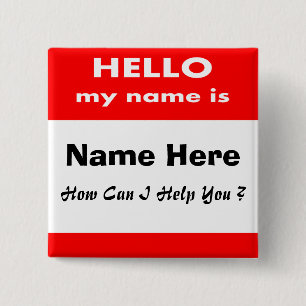 Hello 2 Inch Square Button