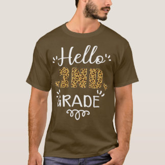 Hello 2nd Grade Back To School Leopard Heart Teach T-Shirt