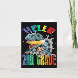 Hello 2nd Grade Dinosaur Back To School Card