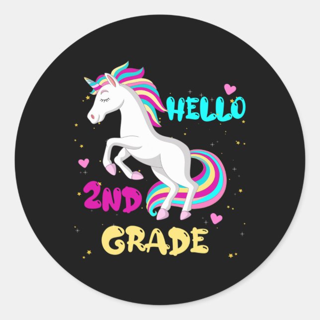 Hello 2nd Grade First Day Of Second Grade Here I C Classic Round Sticker (Front)