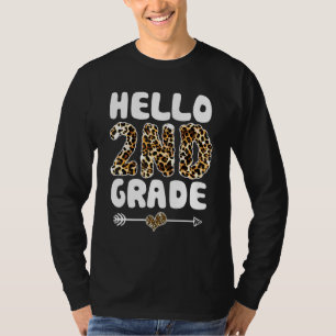 Hello 2nd Grade Leopard Print First Grade Teacher T-Shirt