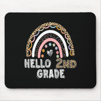 Hello 2nd Grade Leopard Rainbow Byck To School Tea Mouse Pad