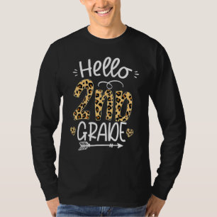 Hello 2nd Grade Leopard Teacher Students Back To S T-Shirt