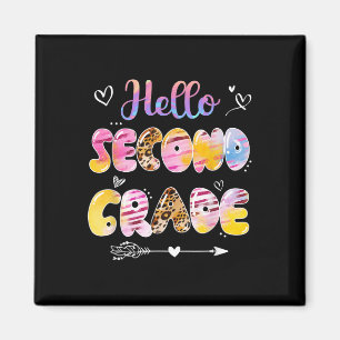 Hello 2nd Grade Leopard Tie Dye Back To School Magnet