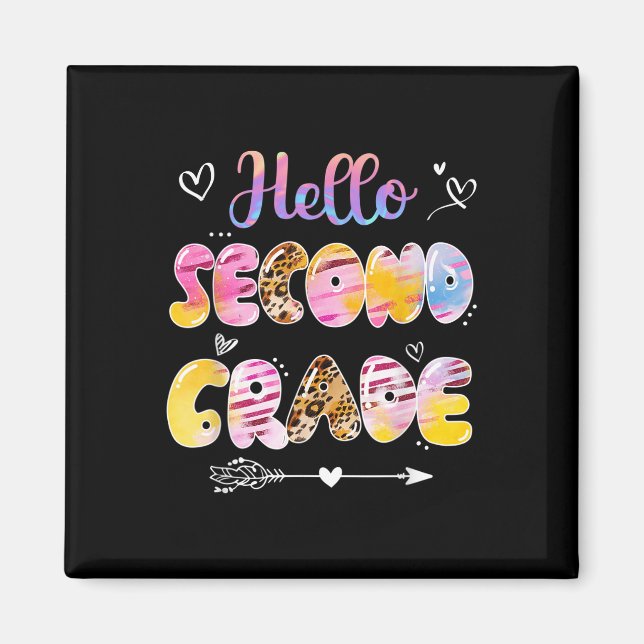 Hello 2nd Grade Leopard Tie Dye Back To School  Magnet (Front)