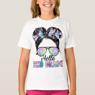 Hello 2nd Grade Messy Hair Back To School T-Shirt