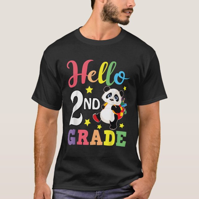 Hello 2Nd Grade Panda Back To School Student T-Shirt (Front)