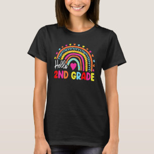 Hello 2nd Grade Rainbow Back To School Teacher Stu T-Shirt