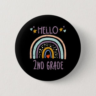 Hello 2nd Grade Second First Day Of School Girls T 2 Inch Round Button