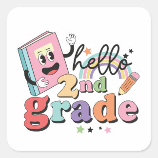 Hello 2nd grade square sticker