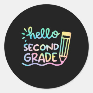 Hello 2nd Grade Tie Dye Teachers Kids Back to Scho Classic Round Sticker