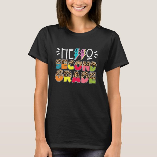 Hello 2nd Second Grade Leopard Back To School Boy  T-Shirt (Front)