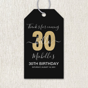Hello 30! Funny 30th birthday with Golden glitter Gift Tags