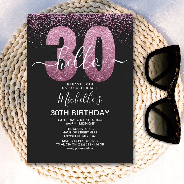 Hello 30 years modern birthday with photo invitation (Creator Uploaded)