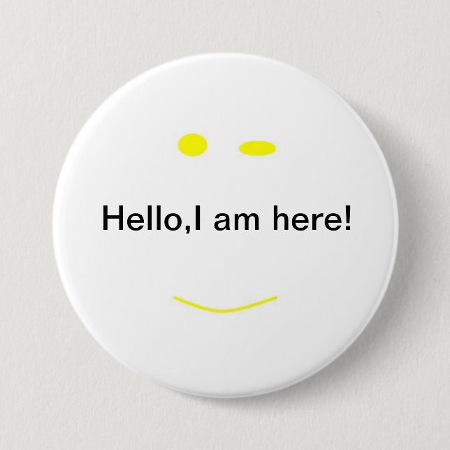 hello 3 inch round button (Front)