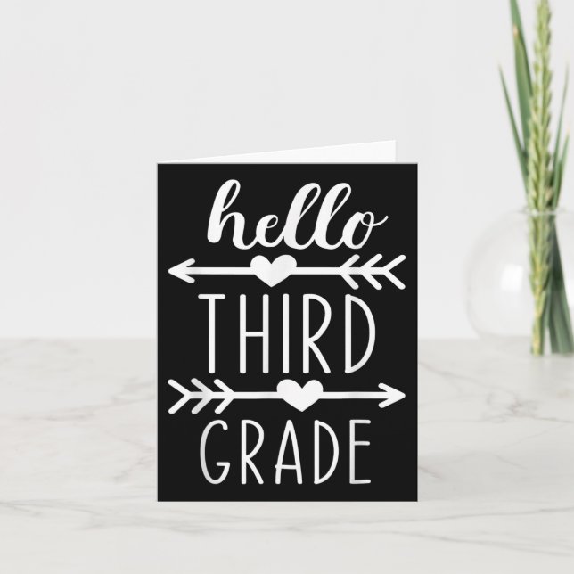 Hello 3rd Grade Back To School Third Grade Student Card (Front)