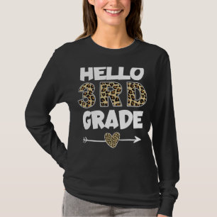 Hello 3rd Grade Leopard Print Third Grade Teacher T-Shirt