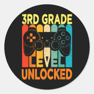 Hello 3rd Grade Level Unlocked Video Game Back to  Classic Round Sticker