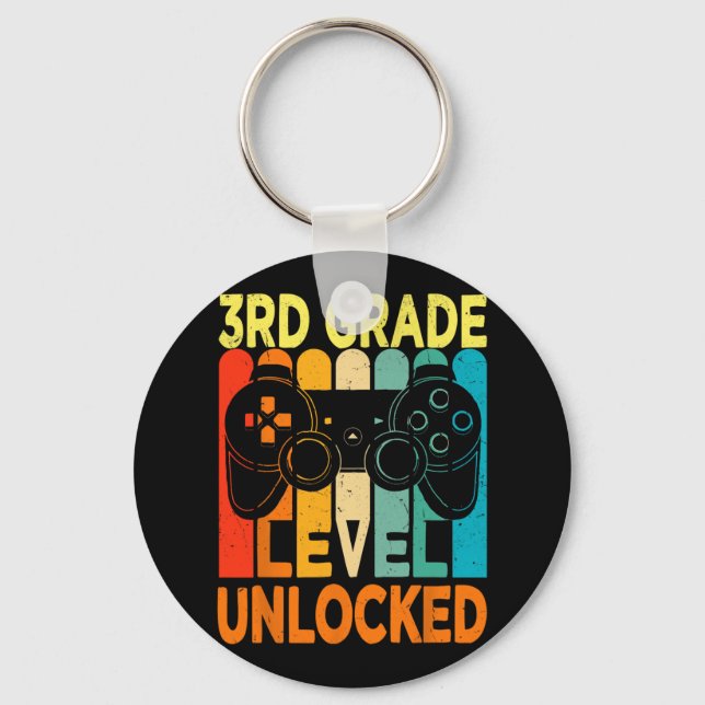 Hello 3rd Grade Level Unlocked Video Game Back to  Keychain (Front)