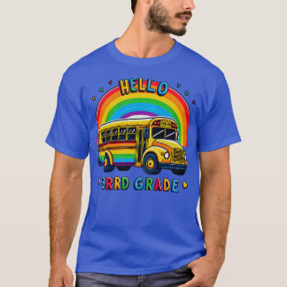 Hello 3rd Grade Rainbow Leopard Back To School Fir T-Shirt