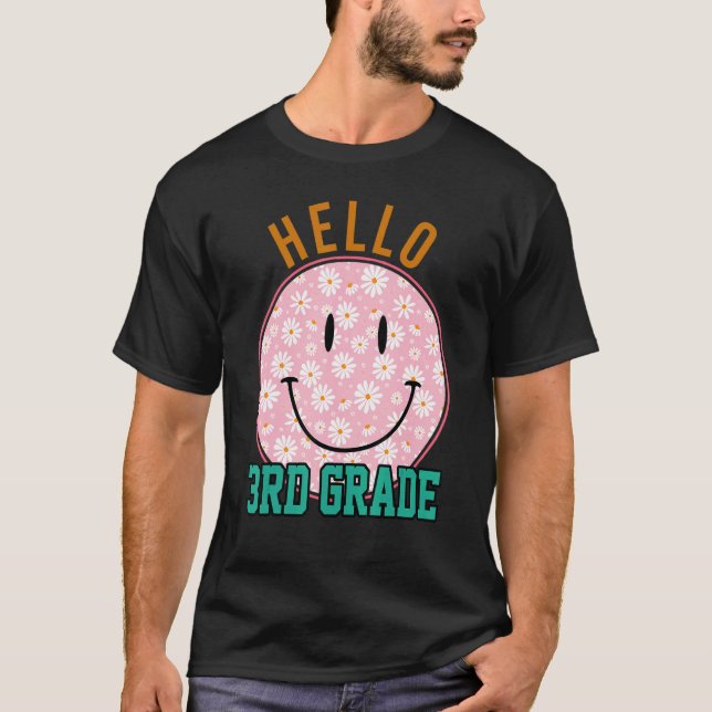 Hello 3rd Grade Rainbow Teachers Kids Back to Scho T-Shirt (Front)