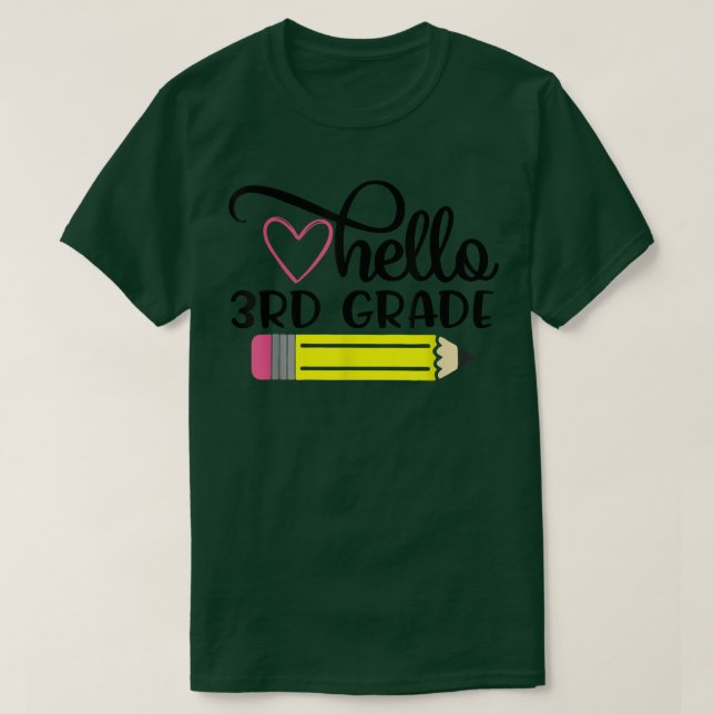 Hello 3rd Grade Shirt Back to School Teacher Stude (Design Front)