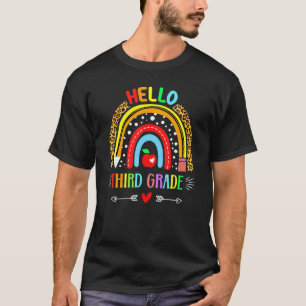 Hello 3rd Grade Teacher First Day Back School Rain T-Shirt