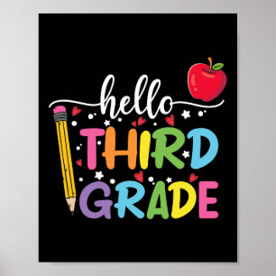 Hello 3rd Grade Teacher Student Back To School  Poster