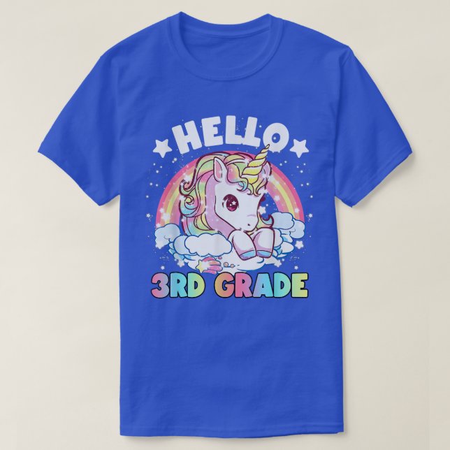 Hello 3rd Grade Teacher Unicorn Back To School Gir T-Shirt (Design Front)