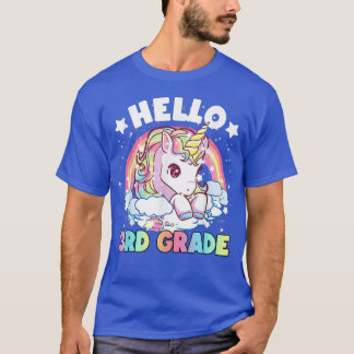 Hello 3rd Grade Teacher Unicorn Back To School Gir T-Shirt