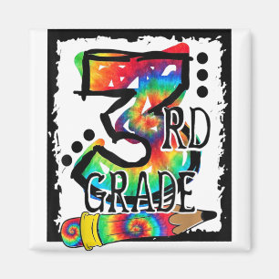 Hello 3rd Grade Third Grade Teacher Tie Dye Back T Magnet
