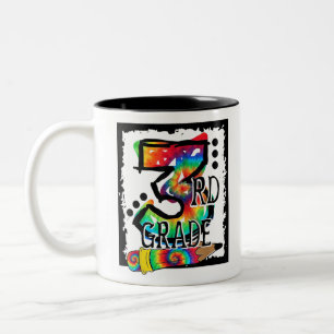 Hello 3rd Grade Third Grade Teacher Tie Dye Back T Two-Tone Coffee Mug