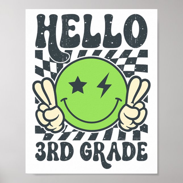Hello 3rd Grade Vibes Groovy Smile Face Back To Sc Poster (Front)