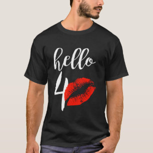 Hello 40 Red Lip Kisses Birthday For Mom Grandma T-Shirt