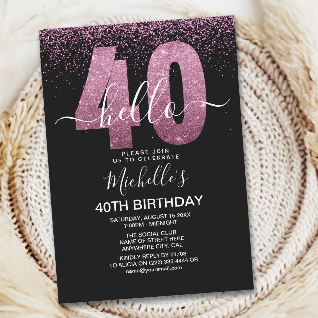 Hello 40 years modern birthday with photo invitation (Creator Uploaded)