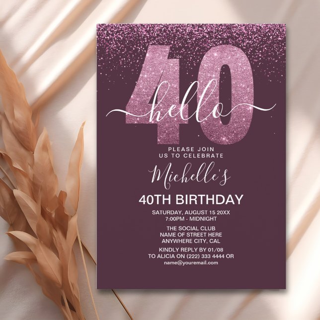 Hello 40 years modern birthday with photo invitation (Creator Uploaded)