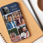 Hello! 4 Photo Collage Dark Blue Personalized Case-Mate iPhone Case<br><div class="desc">Create your own custom Phone case for iphone 11 pro max and many other models. The design features a grid style photo collage with 4 of your favourite photos, your name and the word hello! The photo template is set up ready for you to add your photos, working clockwise from...</div>