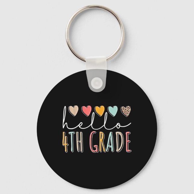 Hello 4th Grade Back to School Fourth Grade Vibes Keychain (Front)