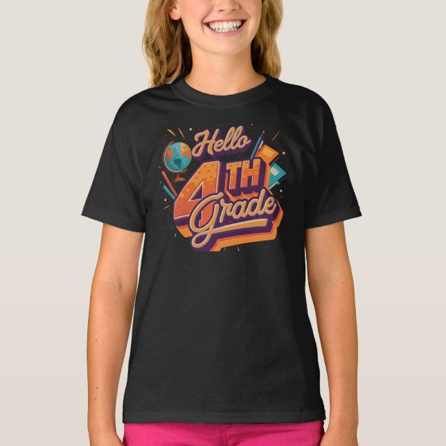 Hello 4th Grade | by Asarteon T-Shirt (Front)