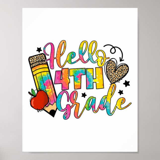Hello 4th Grade Ck To School Fourth Grade Teacher  Poster (Front)