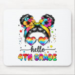 Hello 4th Grade Messy Bun First Day Of School Outf Mouse Pad<br><div class="desc">Hello 4th Grade Messy Bun First Day Of School Outfits Girls</div>