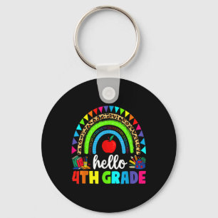 Hello 4th Grade Rainbow Back To School First Day K Keychain