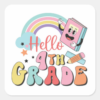 Hello 4th grade square sticker