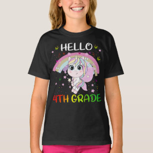Hello 4th Grade Teacher Student Team Unicorn Back  T-Shirt