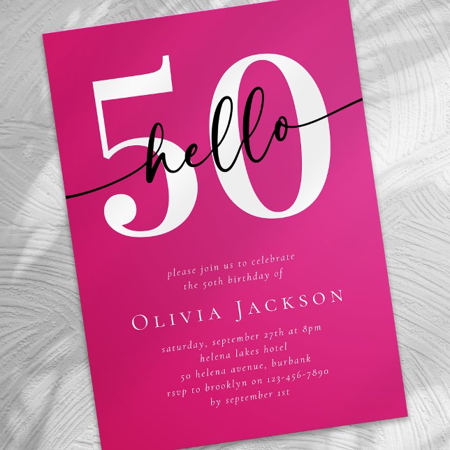 Hello 50 Fiftieth Birthday Party Invitation (Creator Uploaded)