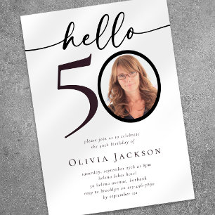 Hello 50 Fiftieth Birthday Party Invitation