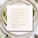 Hello 50 Fifty Fiftieth 50th Birthday Personalized<br><div class="desc">Hello 50 Fifty Fiftieth 50th Birthday Personalized Name Real Foil Stamped Paper Napkins features the text "Hello Fifty" with "Happy Birthday" and your personalized name below in modern script typography. Perfect for fiftieth birthday parties. Created by Evco Studio www.zazzle.com/store/evcostudio</div>