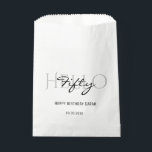 Hello 50th Birthday Elegant White Calligraphy Favour Bag<br><div class="desc">Hello 50th Birthday Elegant Calligraphy White Custom Favour Bags</div>